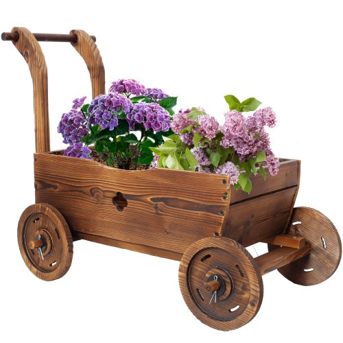 Whimsical Wooden Wagon Planter Box