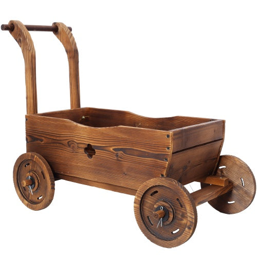Whimsical Wooden Wagon Planter Box