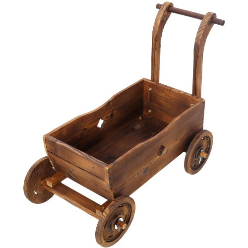 Whimsical Wooden Wagon Planter Box